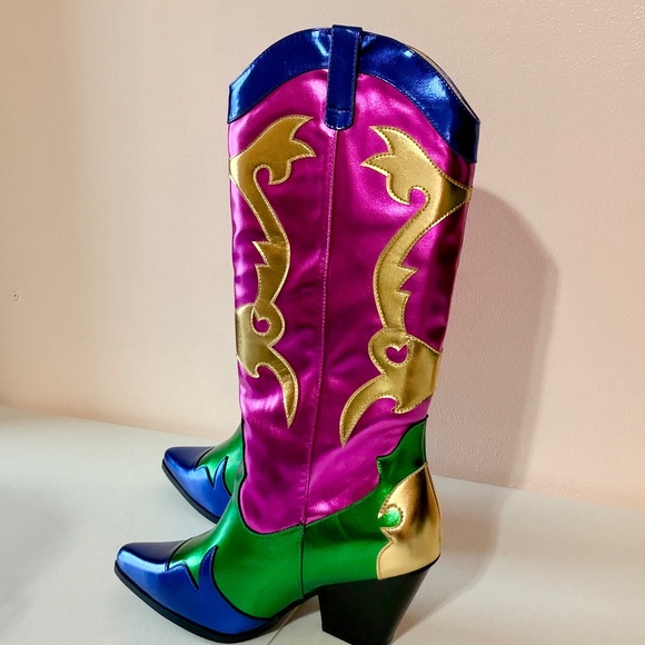 Cape Robbin Metallic Multi Color 3" Block Heel Western Cowboy Boots - Picture 5 of 9